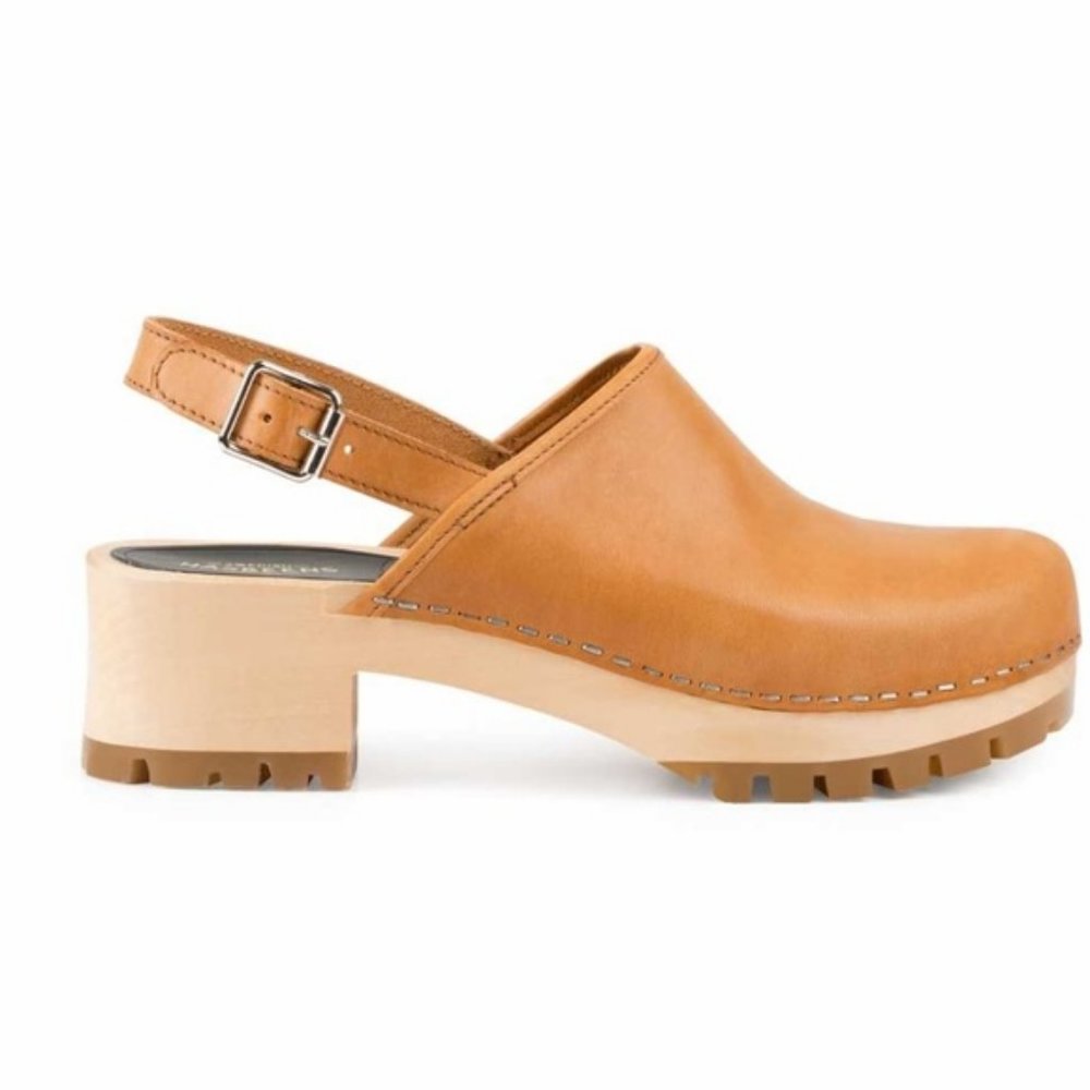 Swedish Hasbeens Jill Nature Leather Clogs